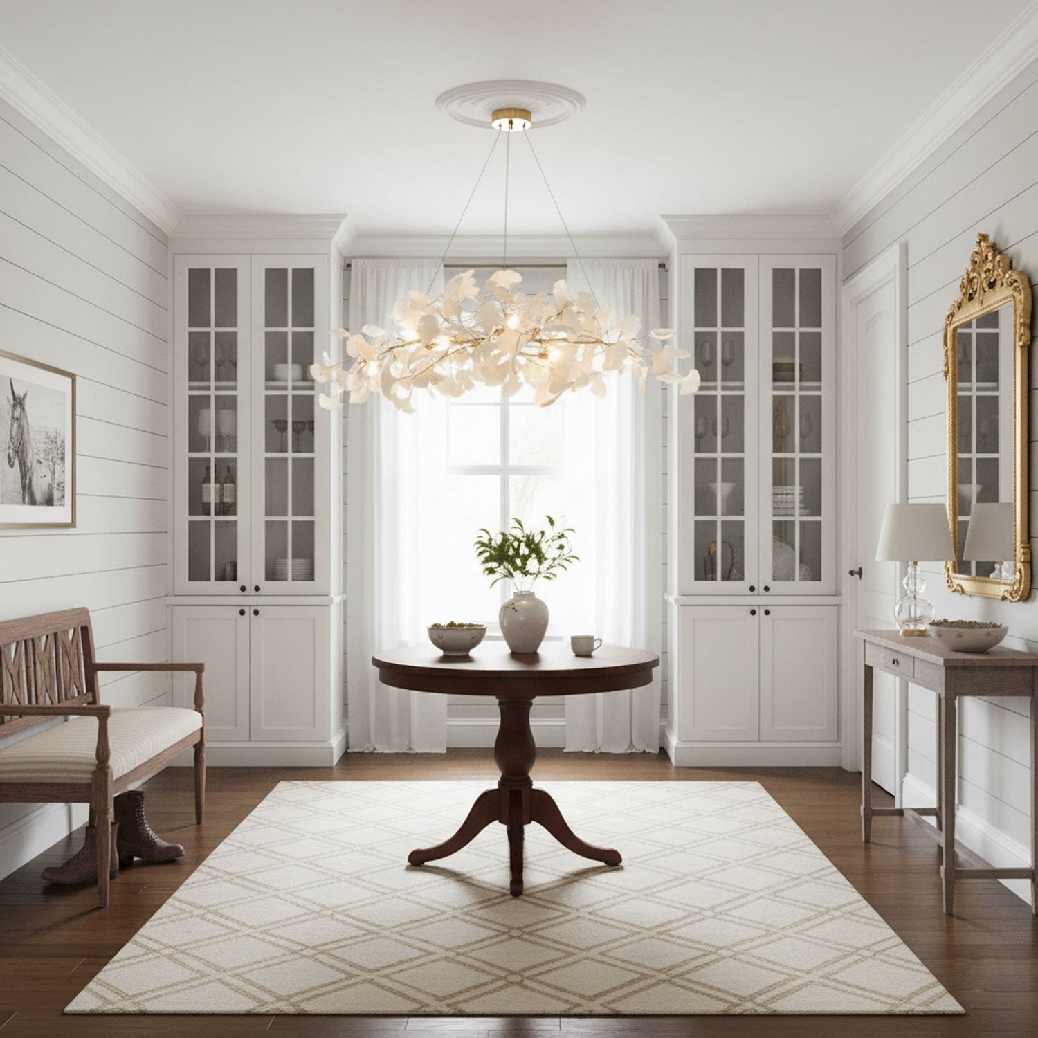 Ginkgo Tree Ceramic Petal Chandelier 70 in x 27.6 in Gold Indoor Ceiling Light | Thomler