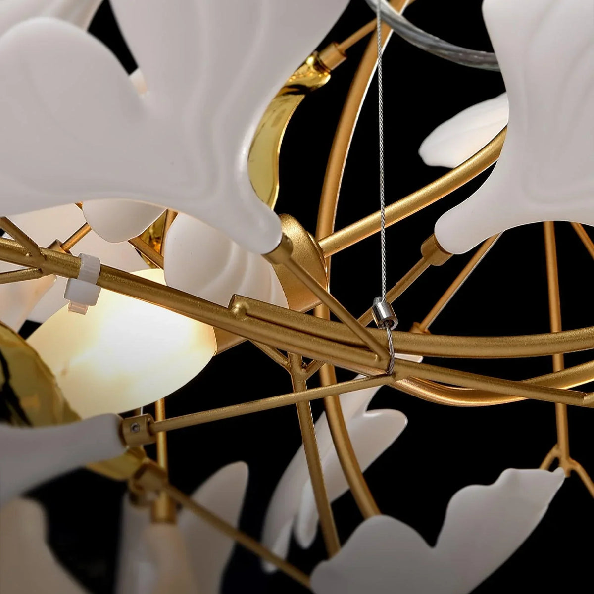 Curved Ceramic Chandelier with Gold or Nickel Hardware for Modern Dining Room & Bedroom | Thomler