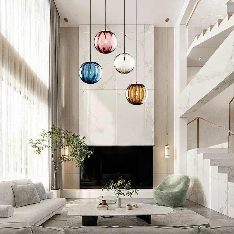 Pendant Light Glass Sphere Integrated LED Modern Dining Room Living Room Hallway Hanging Ceiling Light | Thomler
