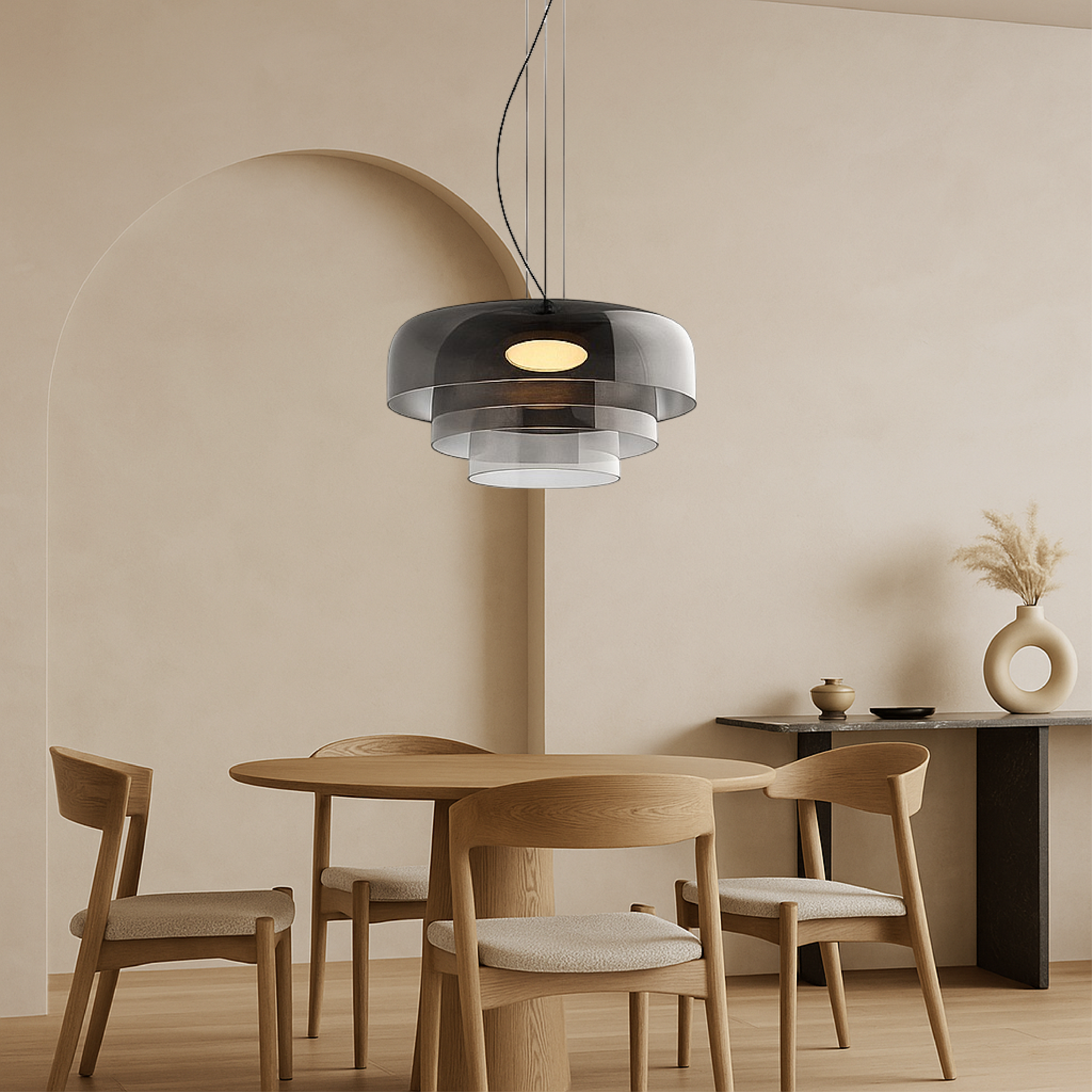 Pendant Light Laminated Glass Ø42.0 cm Adjustable Green Dining Kitchen Island Hanging Ceiling Lamp | Thomler