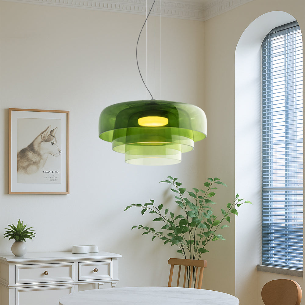 Pendant Light Laminated Glass Ø42.0 cm Adjustable Green Dining Kitchen Island Hanging Ceiling Lamp | Thomler
