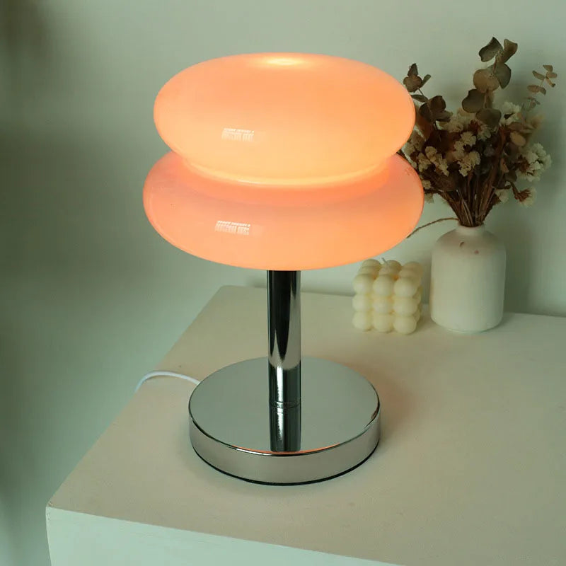 Colorful Glass Bedside Lamp LED Night Light for Kids Room Nursery Baby Bedroom Table Lamp Soft Glow Nightstand Lighting USB Powered Accent | Thomler