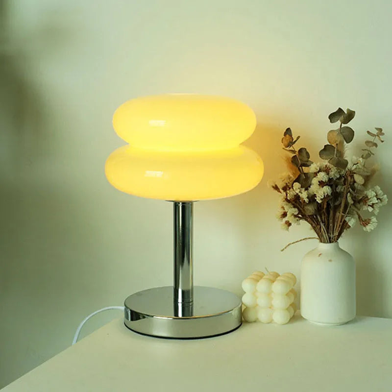 Colorful Glass Bedside Lamp LED Night Light for Kids Room Nursery Baby Bedroom Table Lamp Soft Glow Nightstand Lighting USB Powered Accent | Thomler