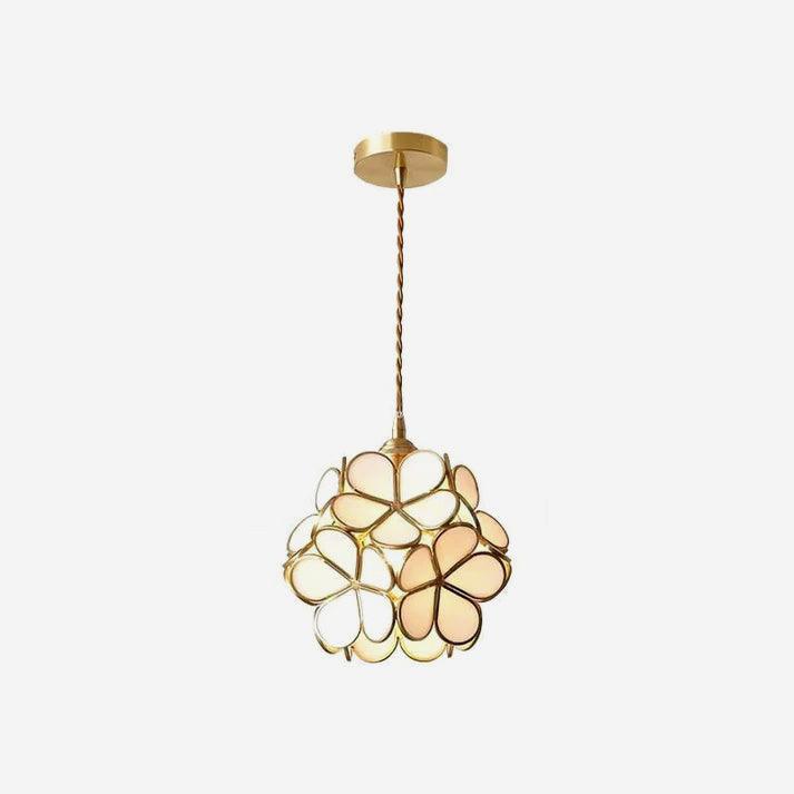 Pendant Light Brass Glass 7.9 in Petal Shape Indoor Ceiling Lamp Adjustable Hanging Height | Thomler