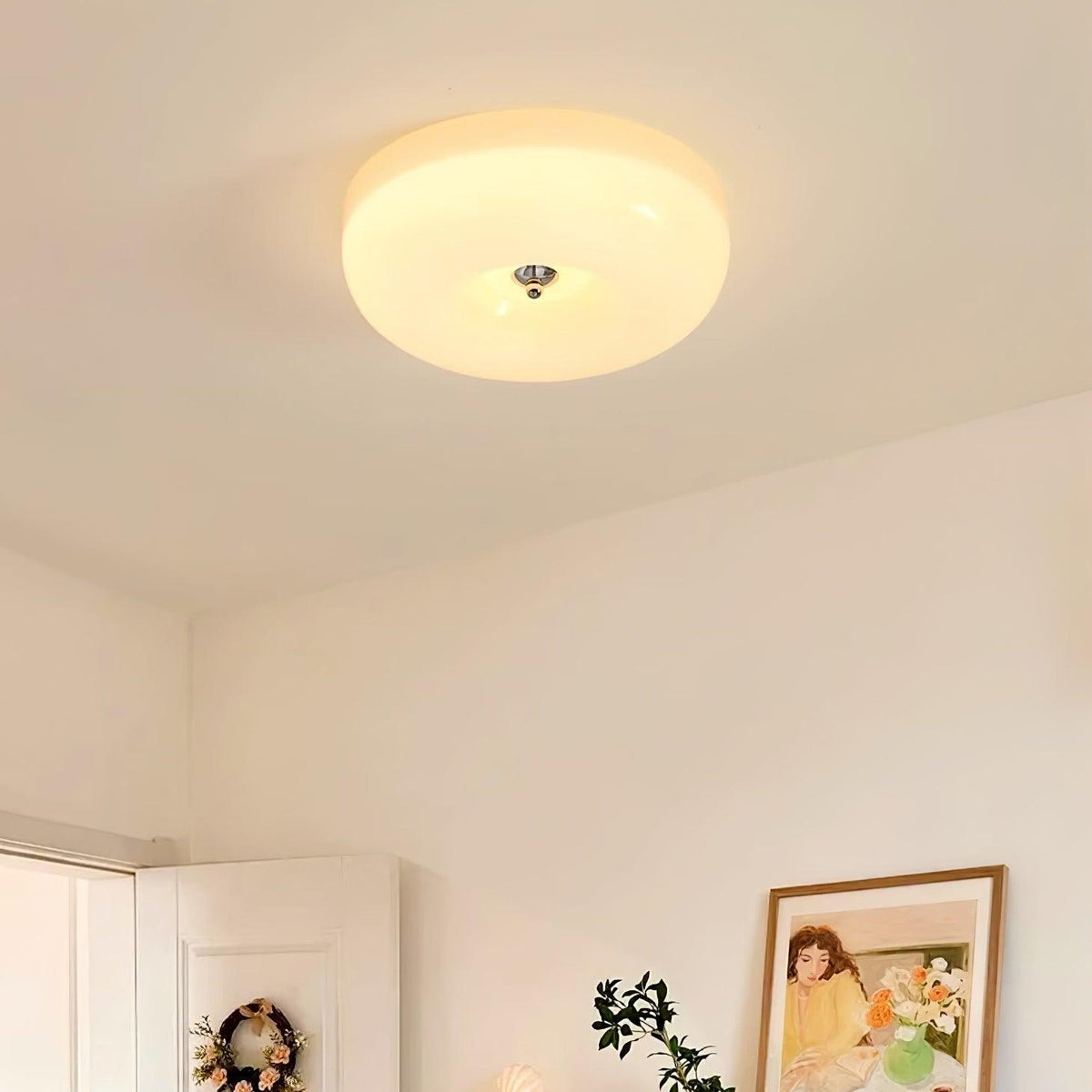 Modern Round Flush Mount LED Overhead Light Fixture Glass Dome for Kitchen Bedroom Living Room Dining Room Hallway Entryway Bathroom | Thomler