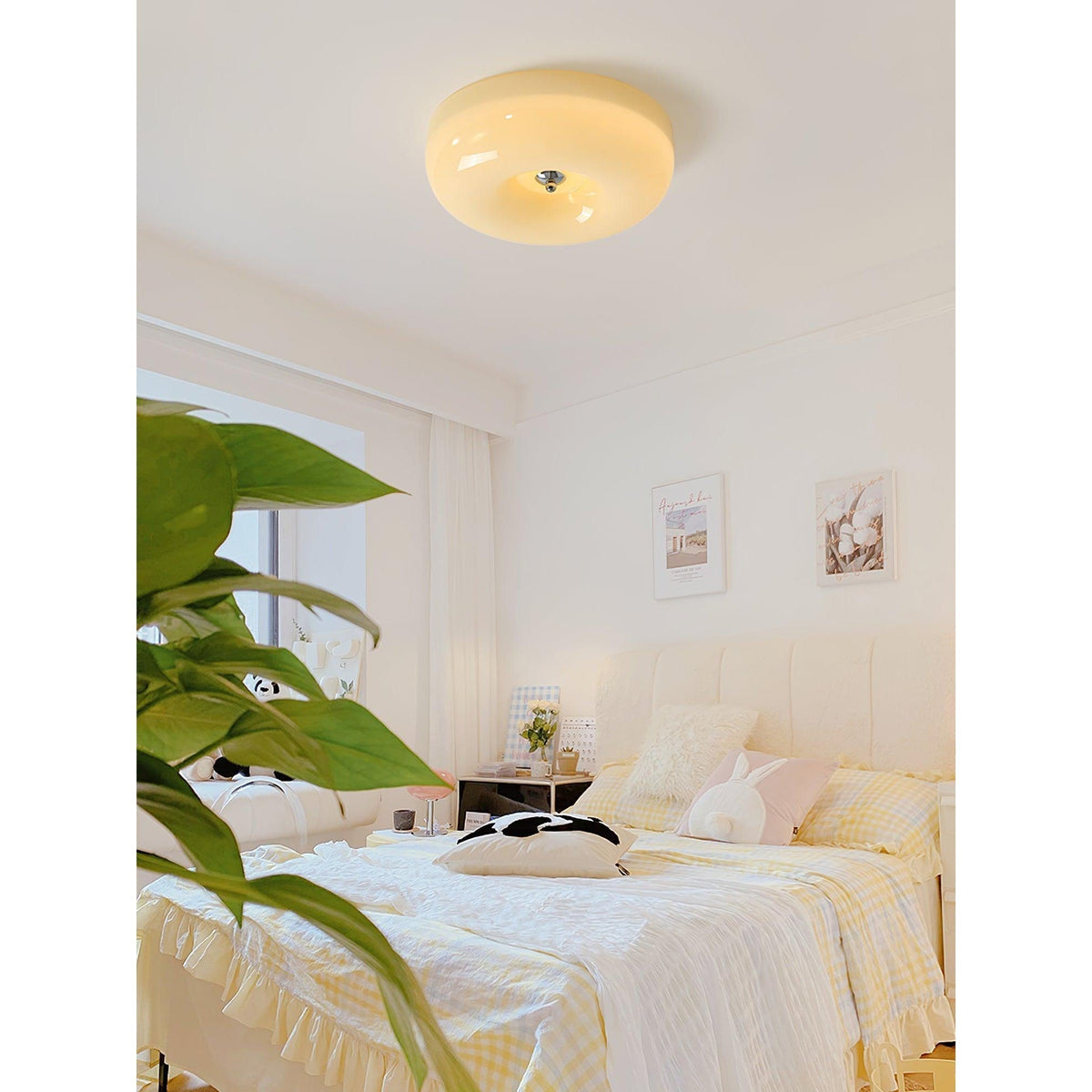 Modern Round Flush Mount LED Overhead Light Fixture Glass Dome for Kitchen Bedroom Living Room Dining Room Hallway Entryway Bathroom | Thomler