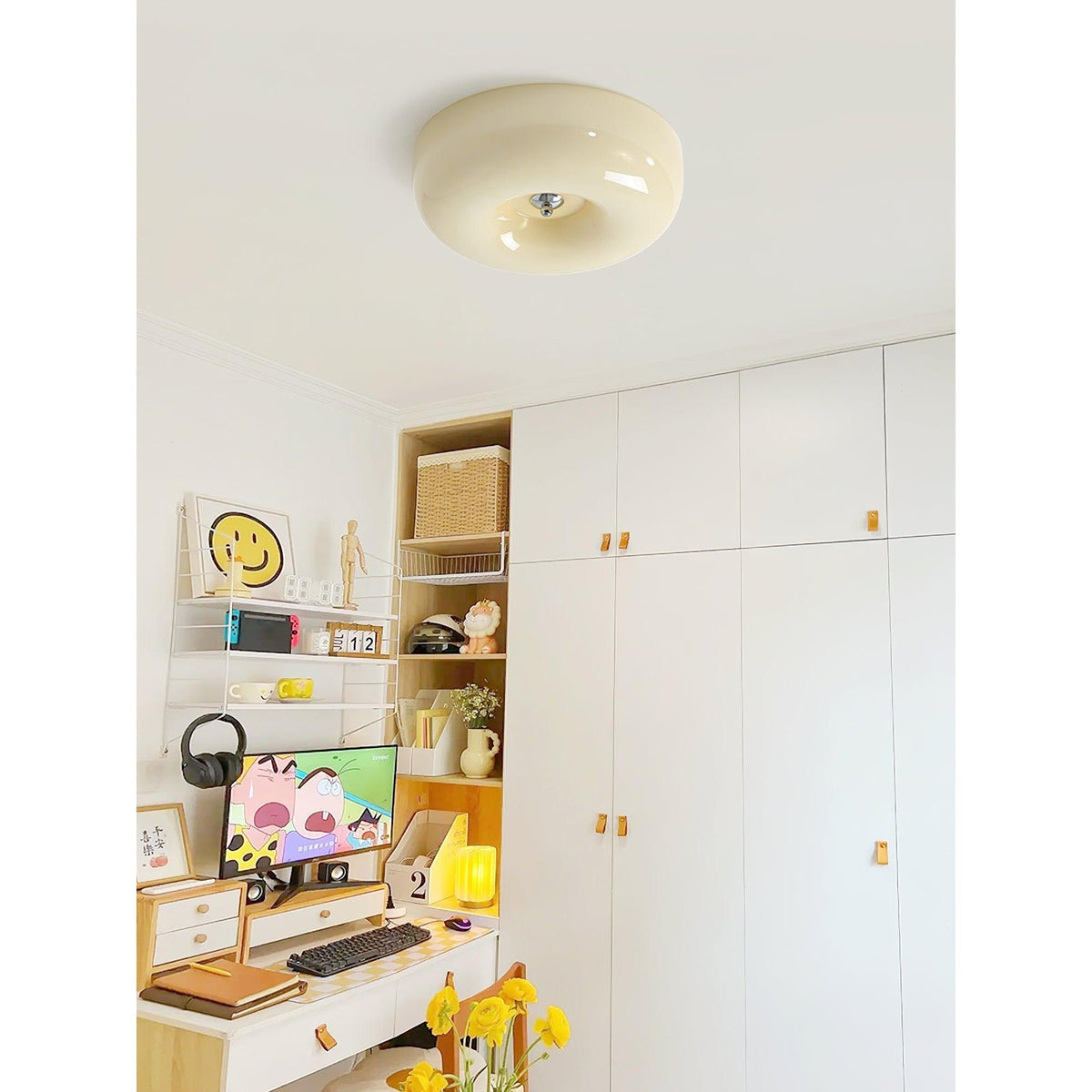 Modern Round Flush Mount LED Overhead Light Fixture Glass Dome for Kitchen Bedroom Living Room Dining Room Hallway Entryway Bathroom | Thomler