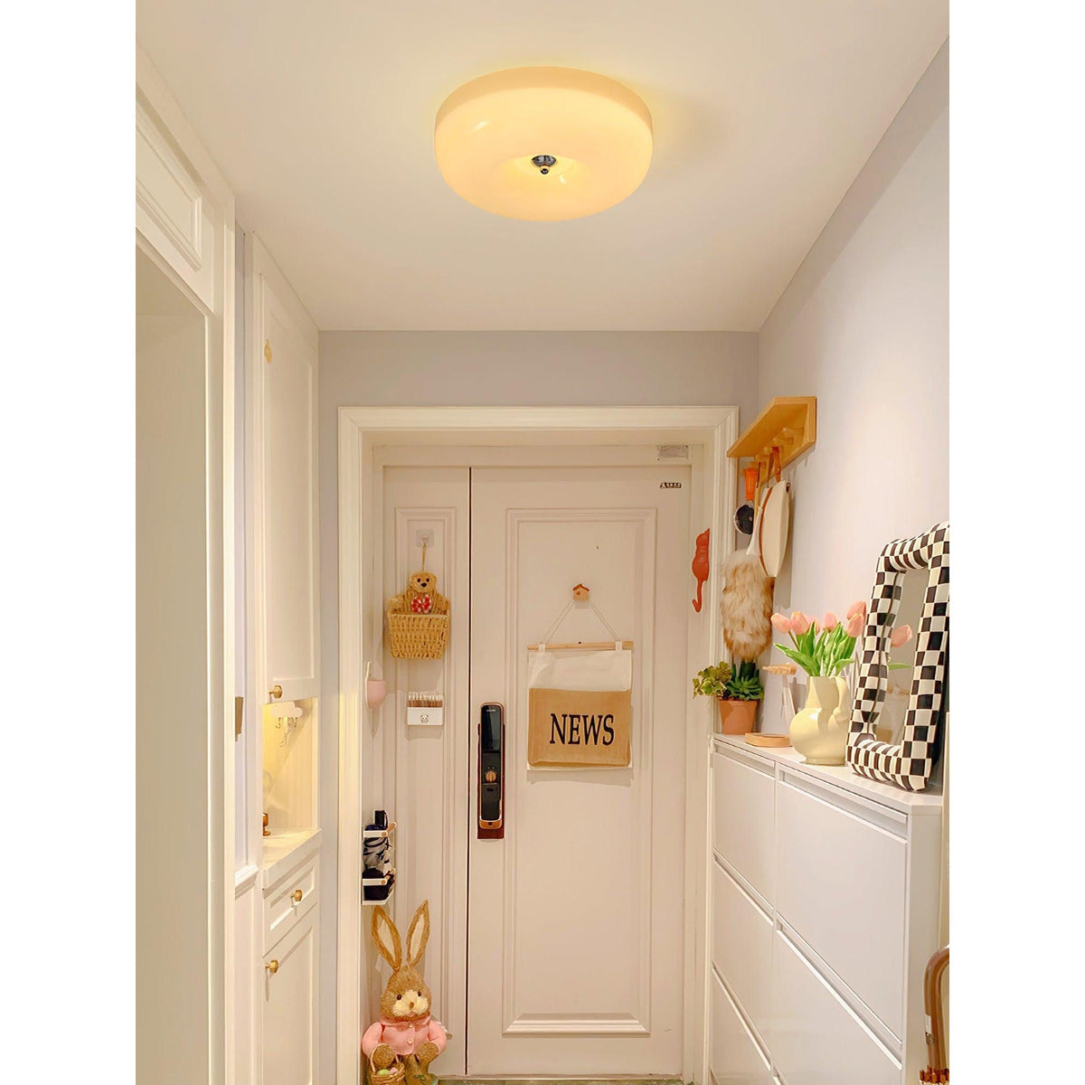 Modern Round Flush Mount LED Overhead Light Fixture Glass Dome for Kitchen Bedroom Living Room Dining Room Hallway Entryway Bathroom | Thomler