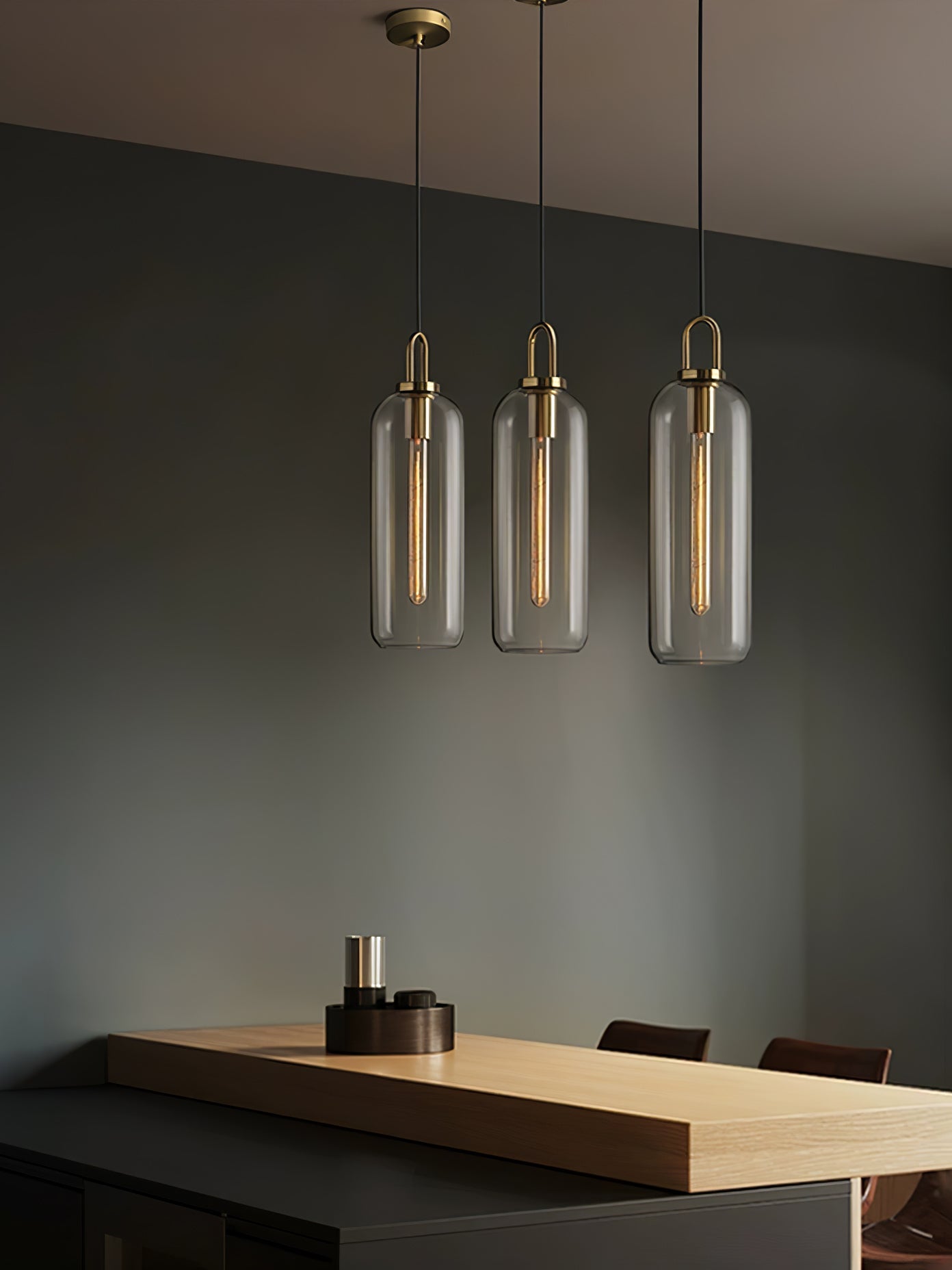 Pendant Light Glass Metal 11.8 in Hanging Living Room Bedroom Ceiling Adjustable Modern Minimalist Lighting Fixture | Thomler