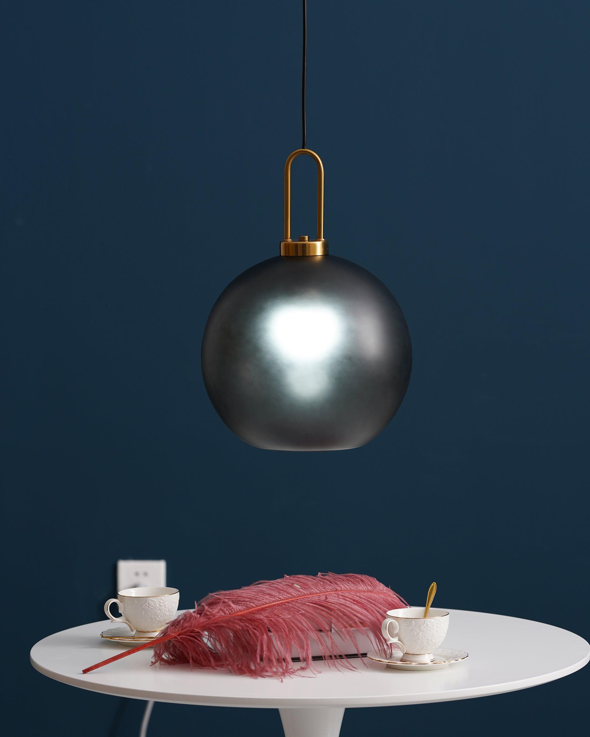 Pendant Light Glass Metal 11.8 in Hanging Living Room Bedroom Ceiling Adjustable Modern Minimalist Lighting Fixture | Thomler