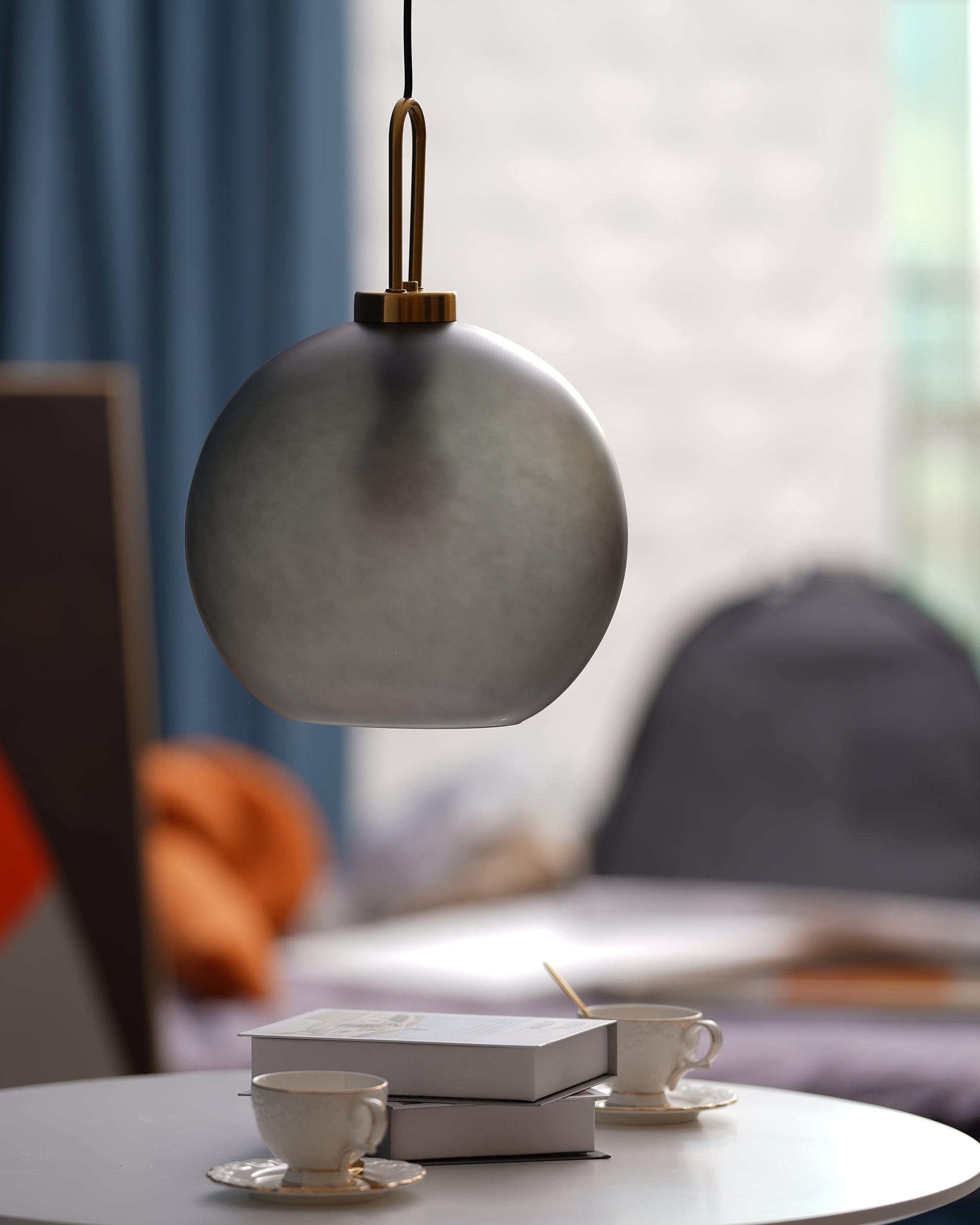 Pendant Light Glass Metal 11.8 in Hanging Living Room Bedroom Ceiling Adjustable Modern Minimalist Lighting Fixture | Thomler