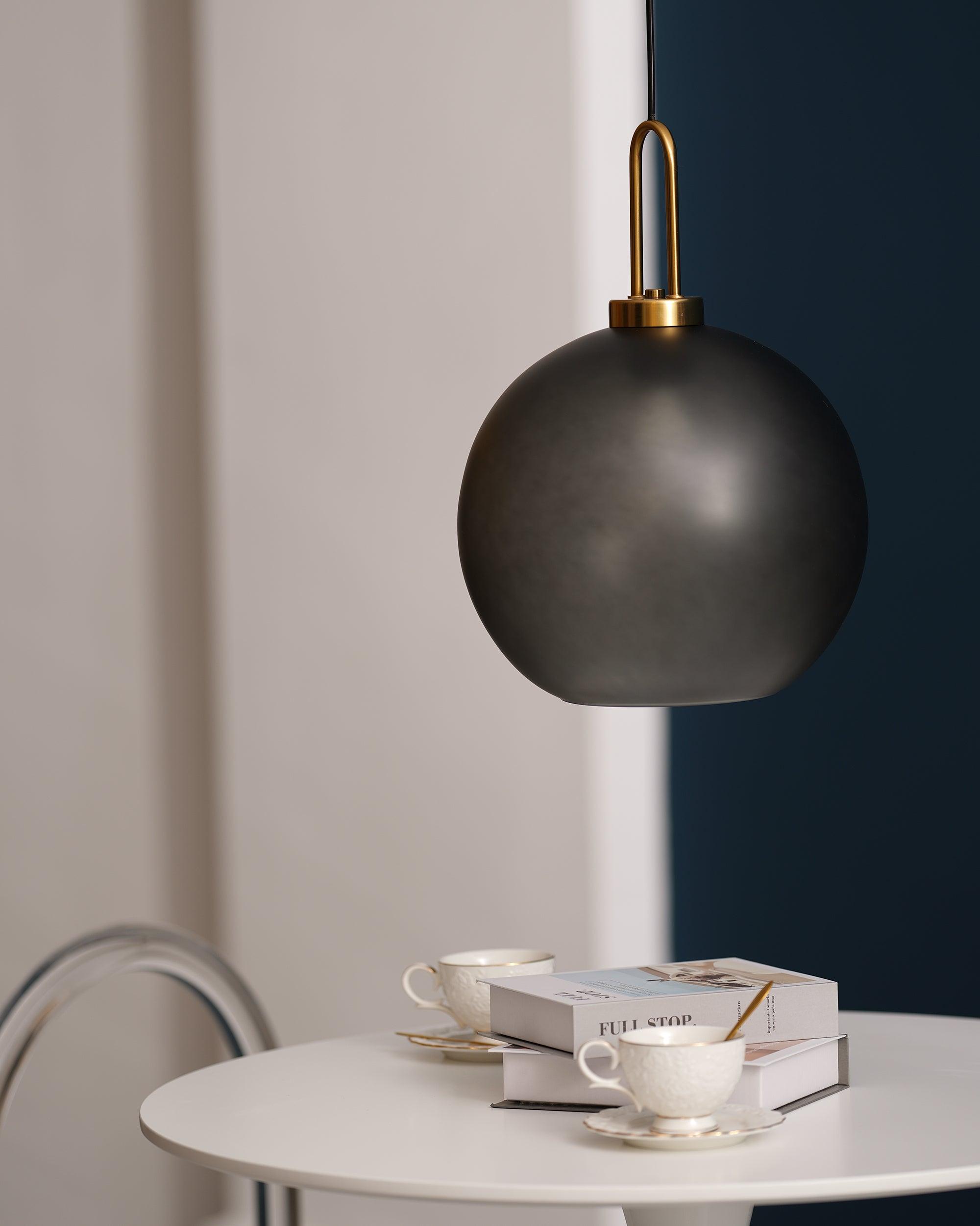 Pendant Light Glass Metal 11.8 in Hanging Living Room Bedroom Ceiling Adjustable Modern Minimalist Lighting Fixture | Thomler