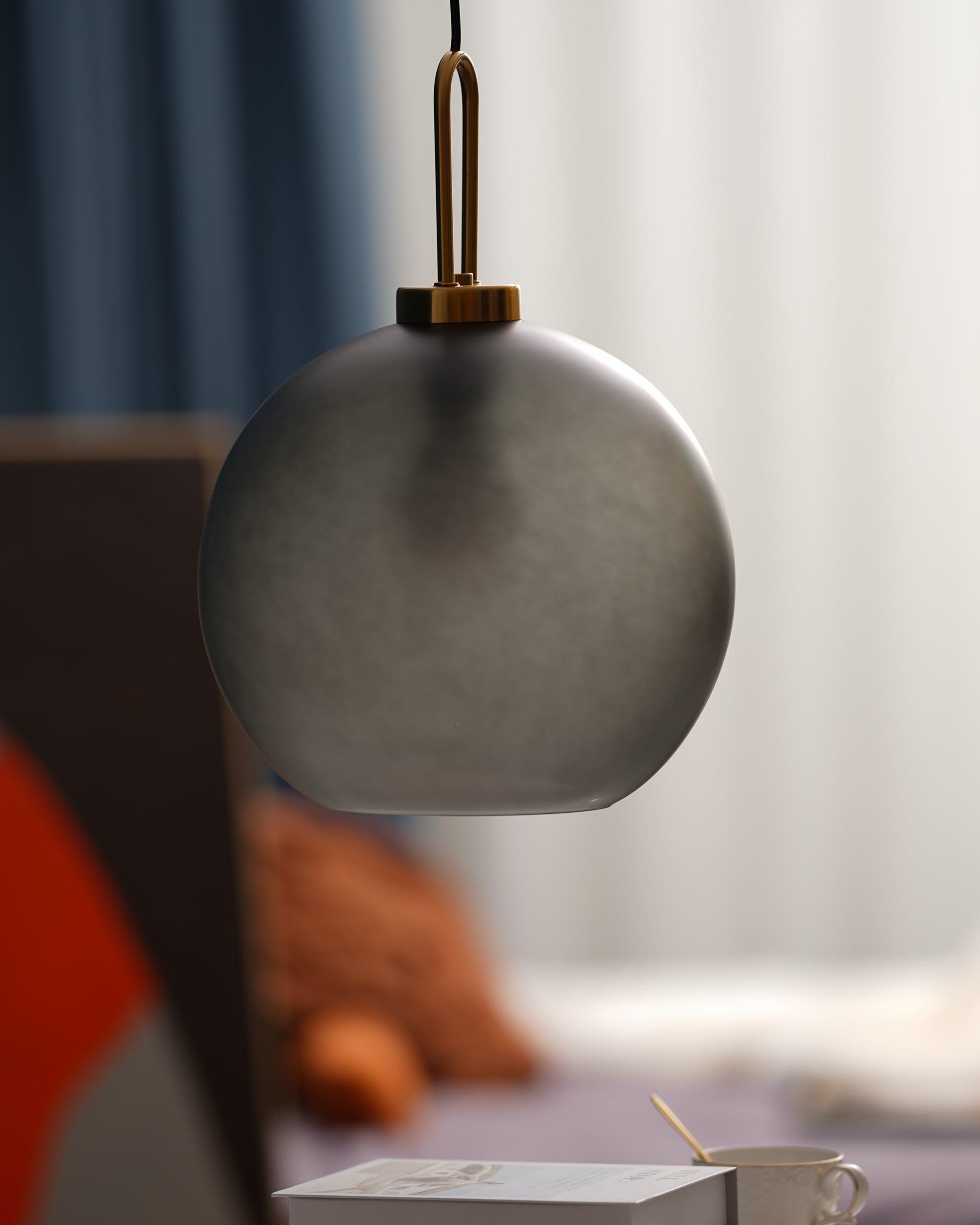 Pendant Light Glass Metal 11.8 in Hanging Living Room Bedroom Ceiling Adjustable Modern Minimalist Lighting Fixture | Thomler