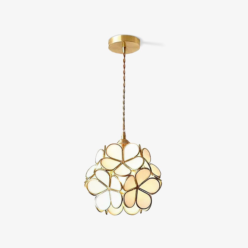 Pendant Light Brass Glass 7.9 in Petal Shape Indoor Ceiling Lamp Adjustable Hanging Height | Thomler