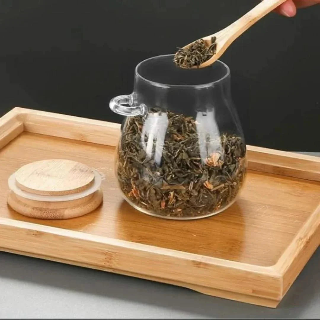 Bamboo-Lid Canister with Integrated Scoop – Borosilicate Container for Pantry Organization & Dry Food Storage | Thomler