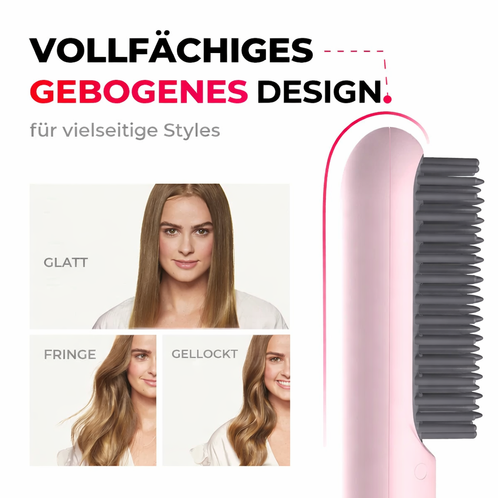 Rechargeable Cordless Hair Straightening Brush Heated Styling Tool Anti-Frizz Ionic Technology Travel-Friendly Portable Heat Brush for Smoot | Thomler