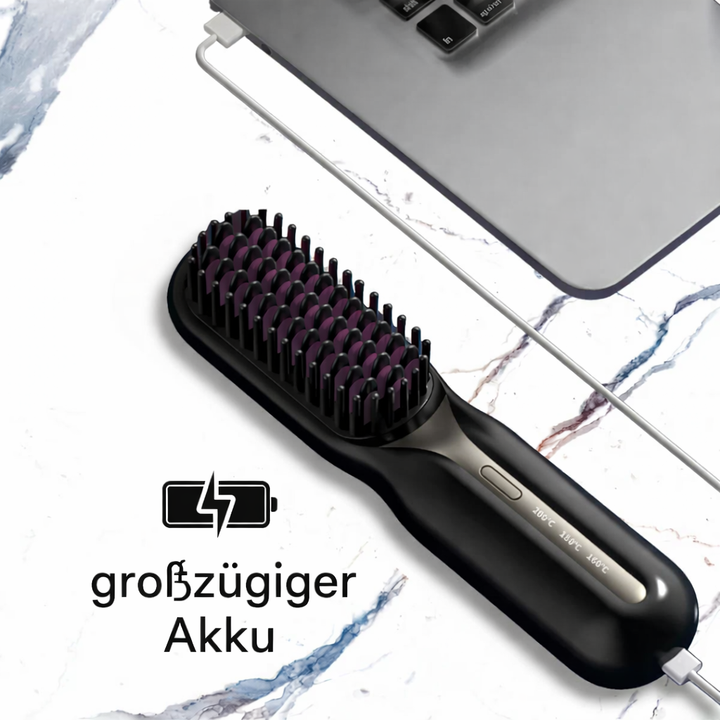 Rechargeable Cordless Hair Straightening Brush Heated Styling Tool Anti-Frizz Ionic Technology Travel-Friendly Portable Heat Brush for Smoot | Thomler