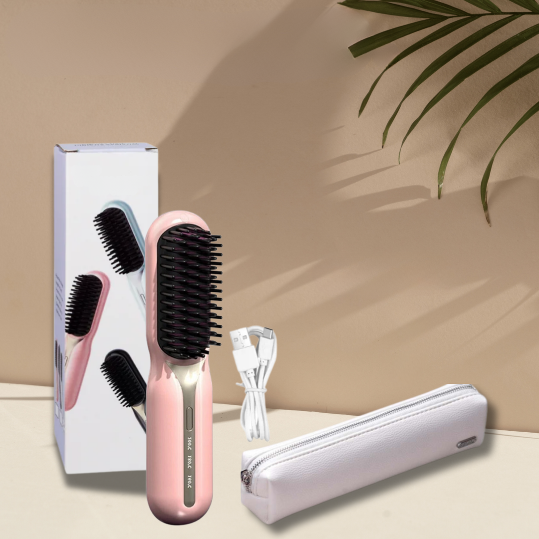 Rechargeable Cordless Hair Straightening Brush Heated Styling Tool Anti-Frizz Ionic Technology Travel-Friendly Portable Heat Brush for Smoot | Thomler