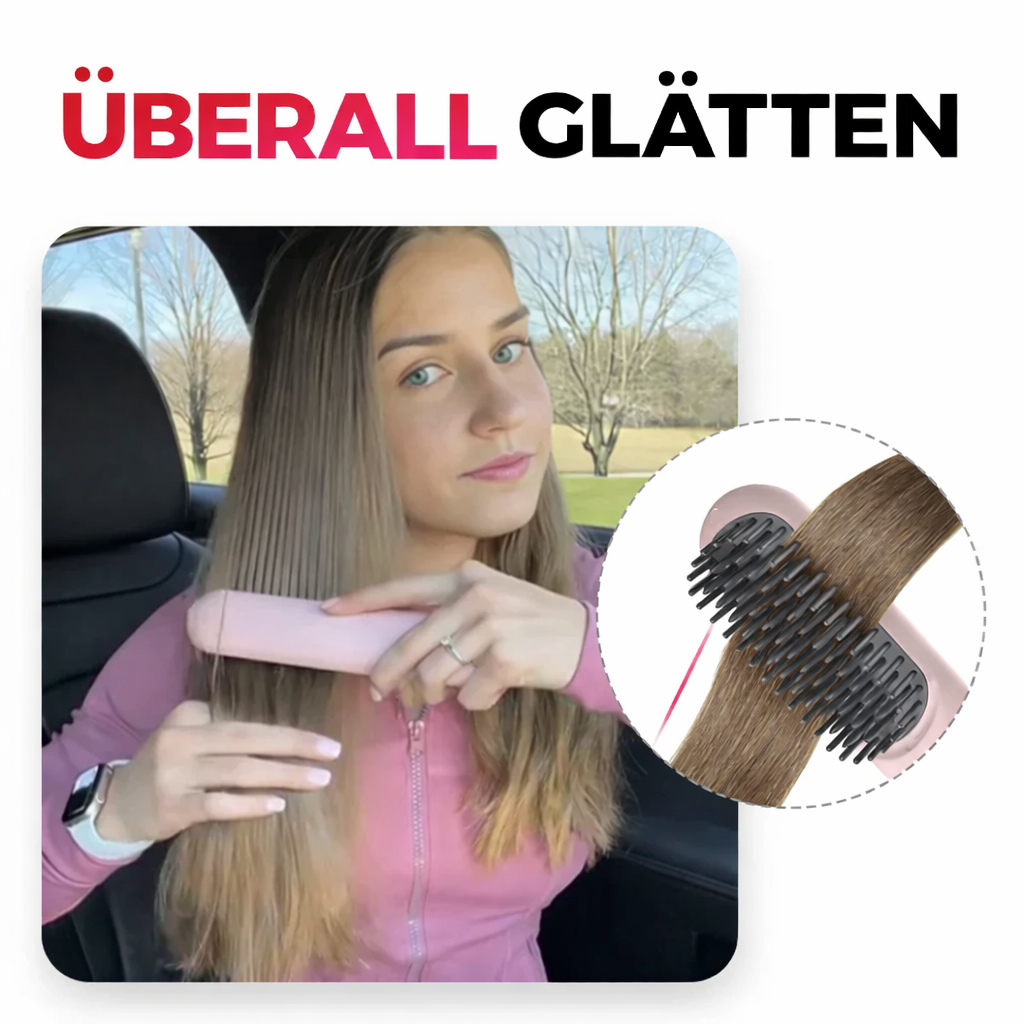 Rechargeable Cordless Hair Straightening Brush Heated Styling Tool Anti-Frizz Ionic Technology Travel-Friendly Portable Heat Brush for Smoot | Thomler