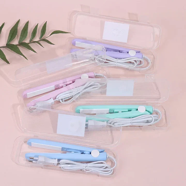 Compact Travel Hair Straightener and Curling Iron 2-in-1 Styling Tool with Ceramic Tourmaline Plates for Smooth Curls and Sleek Straight Hai | Thomler