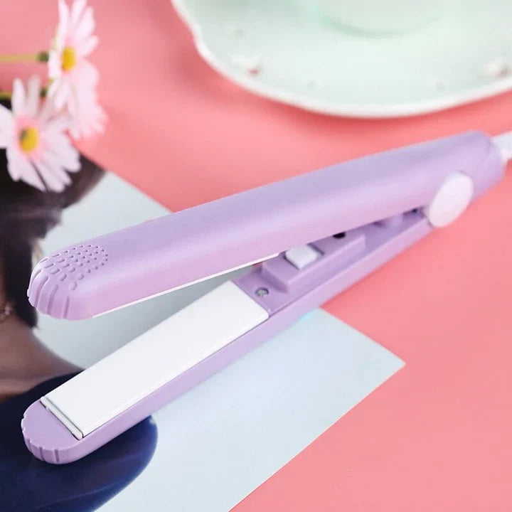 Compact Travel Hair Straightener and Curling Iron 2-in-1 Styling Tool with Ceramic Tourmaline Plates for Smooth Curls and Sleek Straight Hai | Thomler