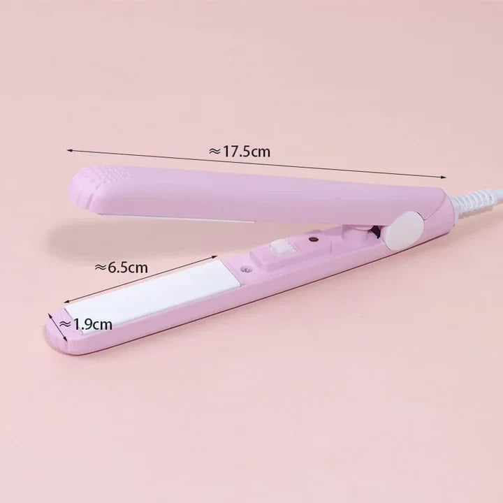 Compact Travel Hair Straightener and Curling Iron 2-in-1 Styling Tool with Ceramic Tourmaline Plates for Smooth Curls and Sleek Straight Hai | Thomler