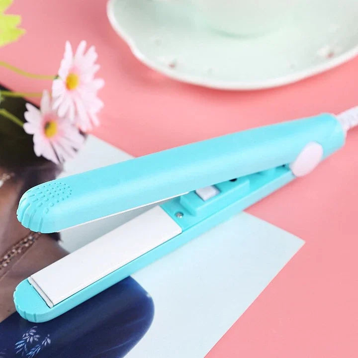 Compact Travel Hair Straightener and Curling Iron 2-in-1 Styling Tool with Ceramic Tourmaline Plates for Smooth Curls and Sleek Straight Hai | Thomler