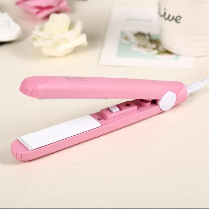 Compact Travel Hair Straightener and Curling Iron 2-in-1 Styling Tool with Ceramic Tourmaline Plates for Smooth Curls and Sleek Straight Hai | Thomler