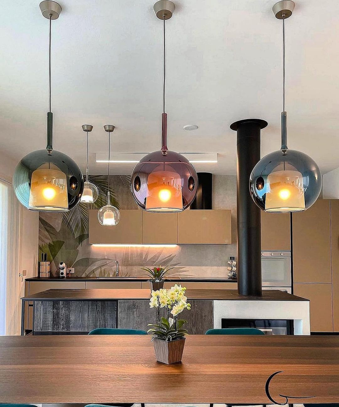 Pendant Light Glass Dome 9.8 in Indoor Dining Room Kitchen Island Ceiling Lamp | Thomler