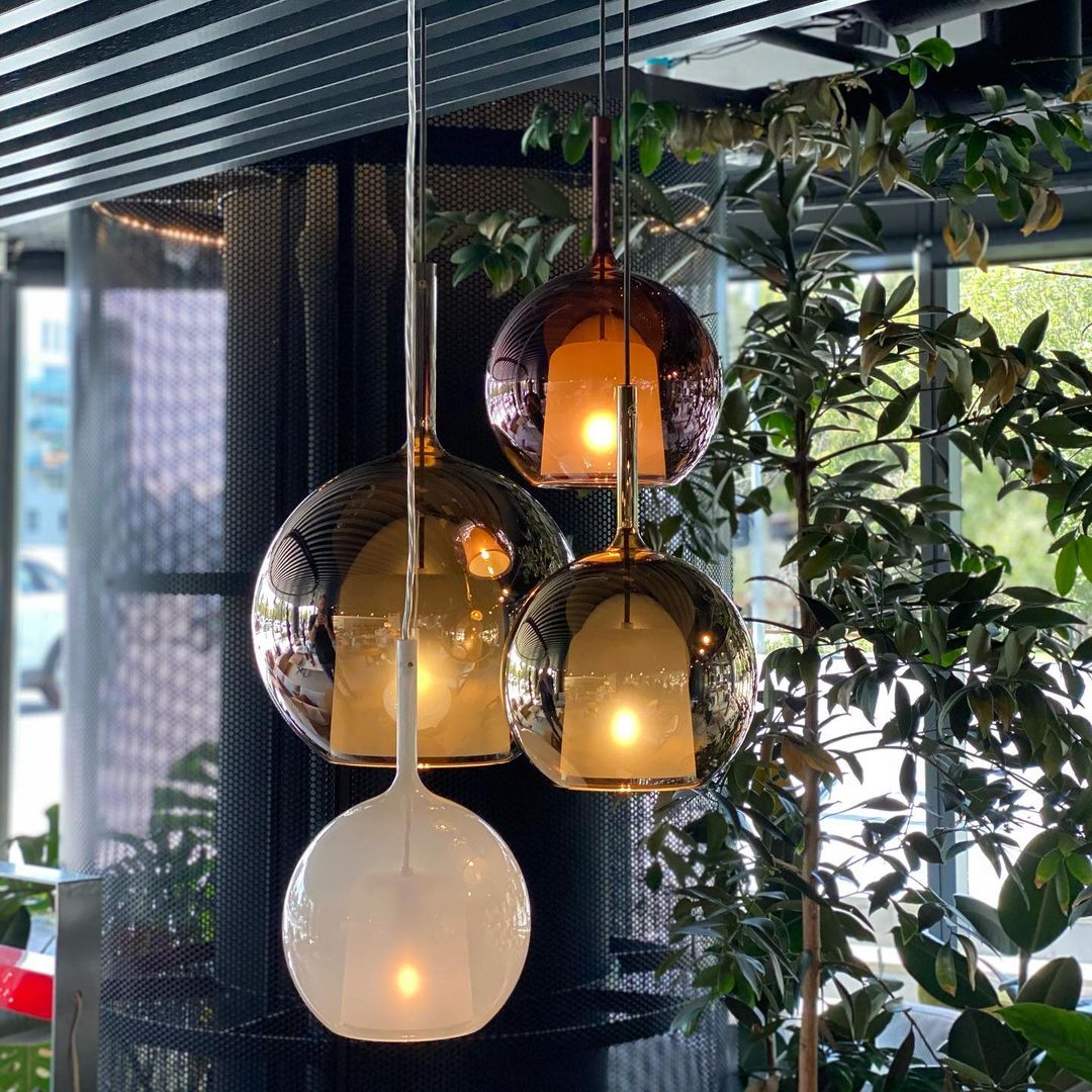 Pendant Light Glass Dome 9.8 in Indoor Dining Room Kitchen Island Ceiling Lamp | Thomler