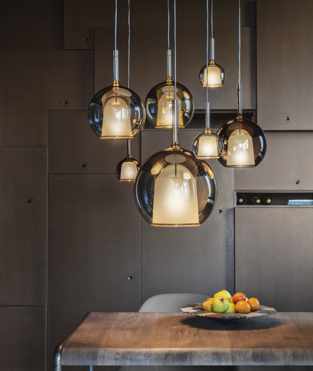 Pendant Light Glass Dome 9.8 in Indoor Dining Room Kitchen Island Ceiling Lamp | Thomler