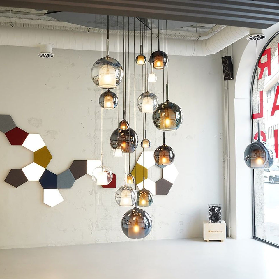 Pendant Light Glass Dome 9.8 in Indoor Dining Room Kitchen Island Ceiling Lamp | Thomler