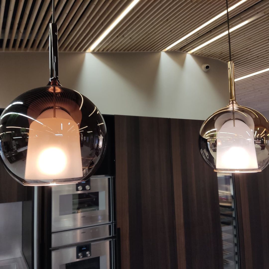 Pendant Light Glass Dome 9.8 in Indoor Dining Room Kitchen Island Ceiling Lamp | Thomler