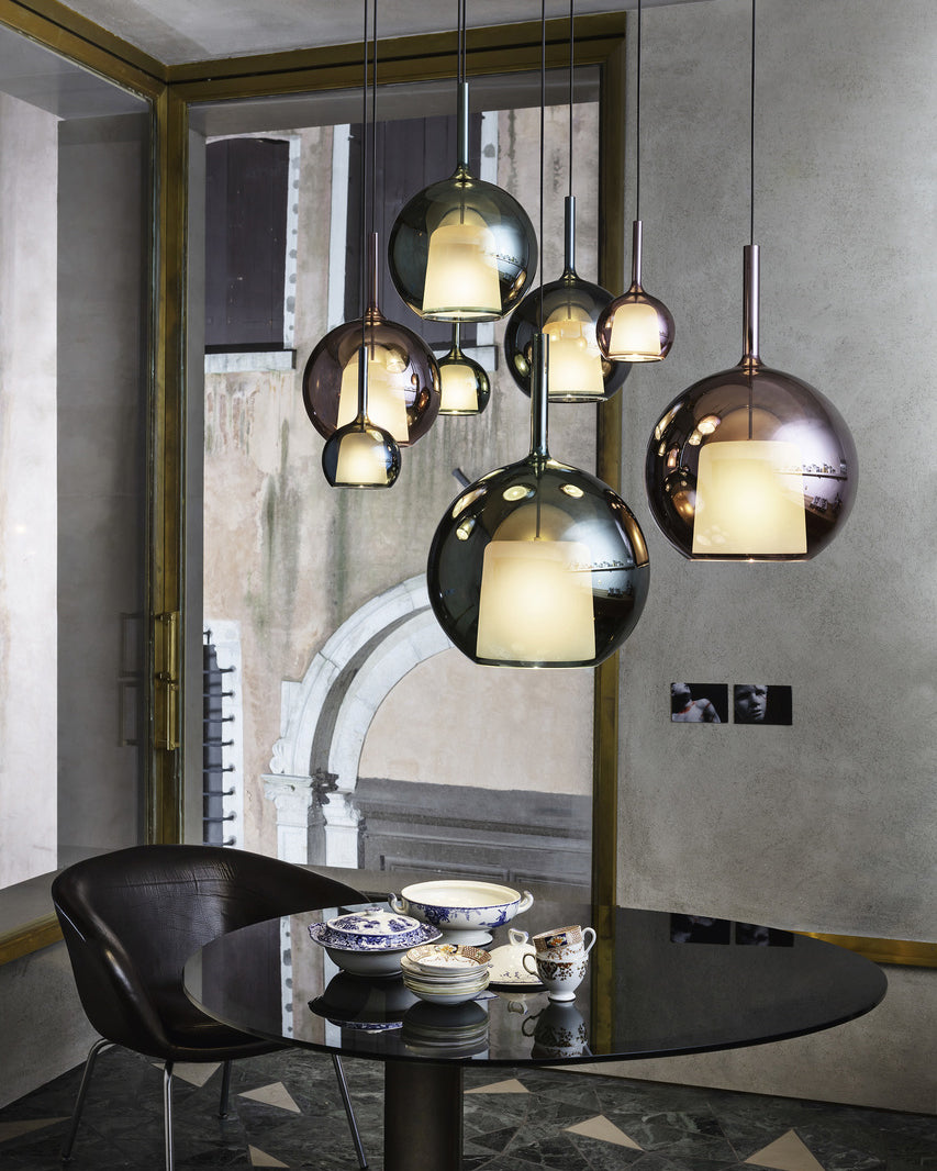 Pendant Light Glass Dome 9.8 in Indoor Dining Room Kitchen Island Ceiling Lamp | Thomler