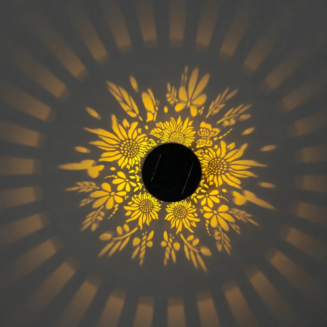 Solar LED Pattern Projector Wall Light – Weather-Resistant Metal Fixture for Patios & Gardens | Thomler