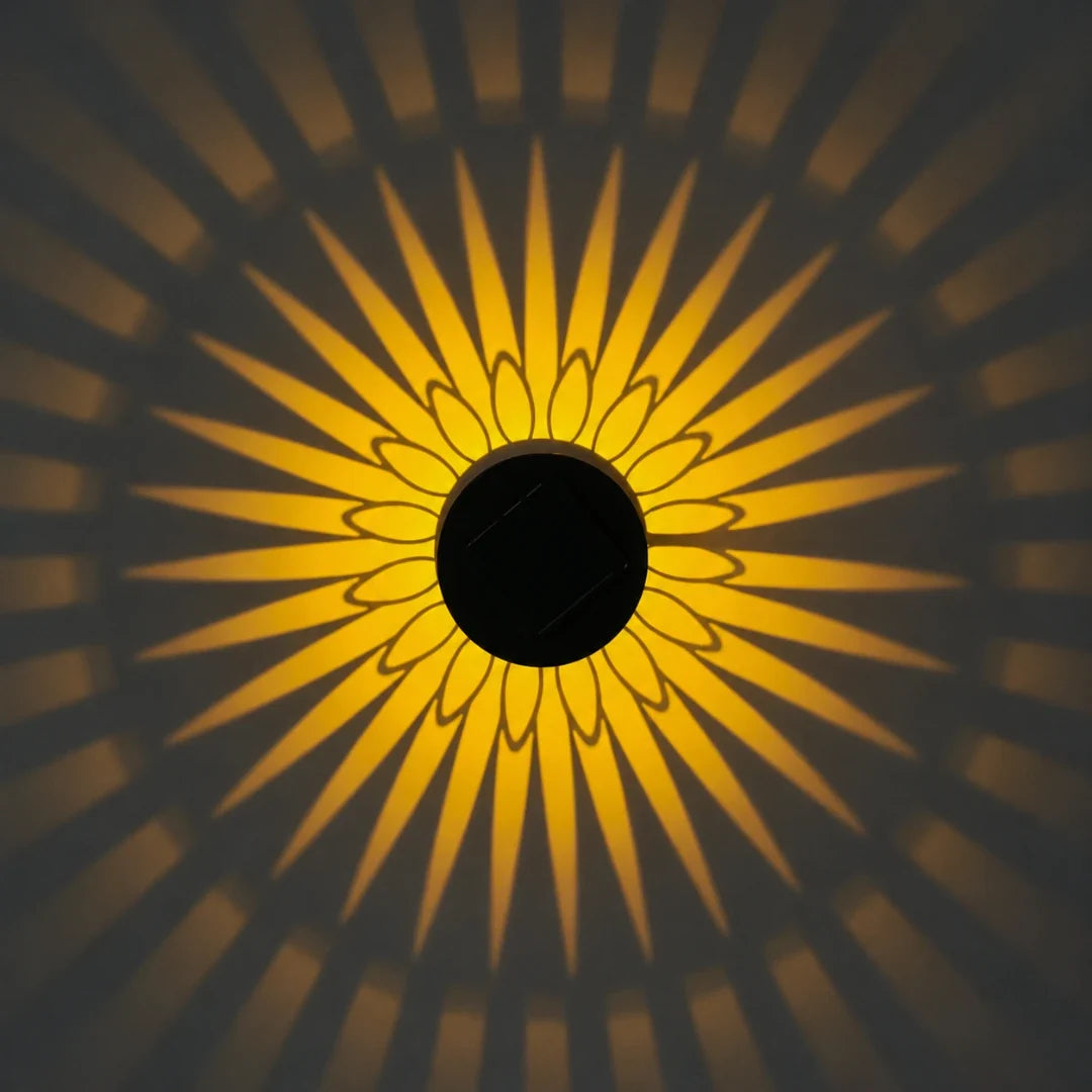 Solar LED Pattern Projector Wall Light – Weather-Resistant Metal Fixture for Patios & Gardens | Thomler