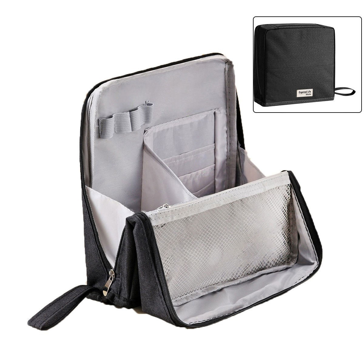 Travel Cosmetics Organizer Bag with Compartments Waterproof Nylon Padded Case for Brushes Palettes Skincare Women's Portable Storage Pouch | Thomler