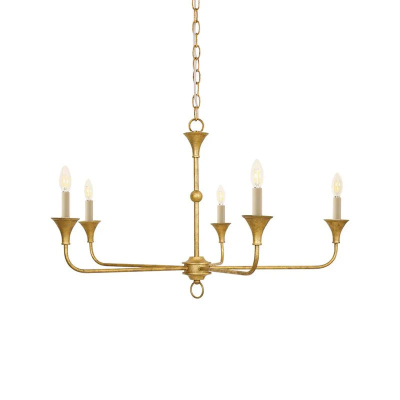 Pendant Light Brass Metal 91.0 cm Dining Room Candle Style Ceiling Chandelier Adjustable Chain E14 Hanging Fixture | Thomler