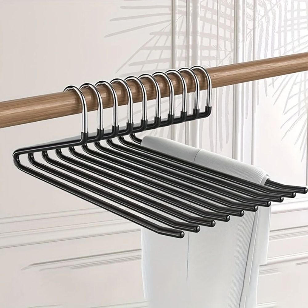 Stainless Steel Pants Hangers 10-Pack – Space-Saving Z-Shape Design for Closet Organization, Trousers & Scarves | Thomler