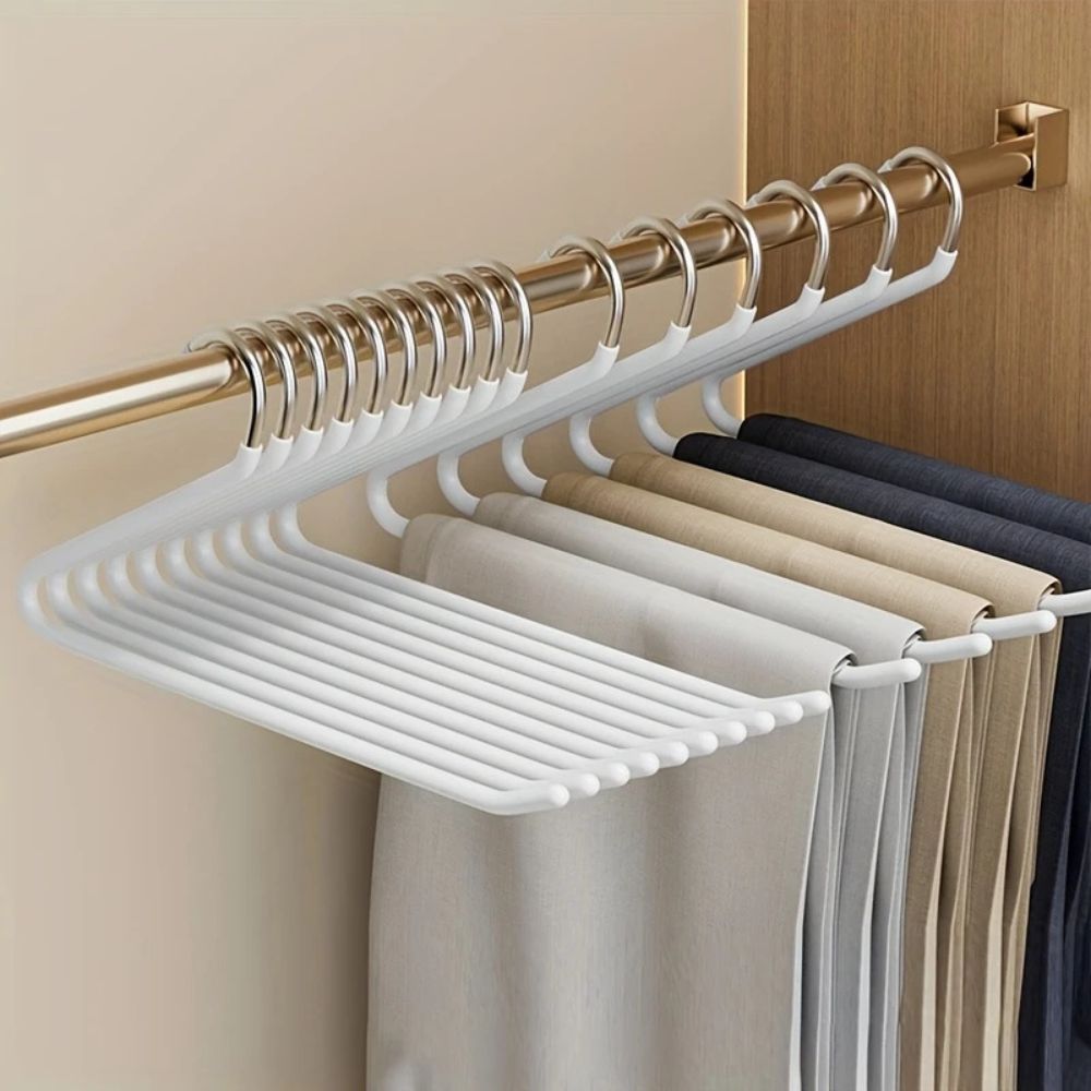 Stainless Steel Pants Hangers 10-Pack – Space-Saving Z-Shape Design for Closet Organization, Trousers & Scarves | Thomler