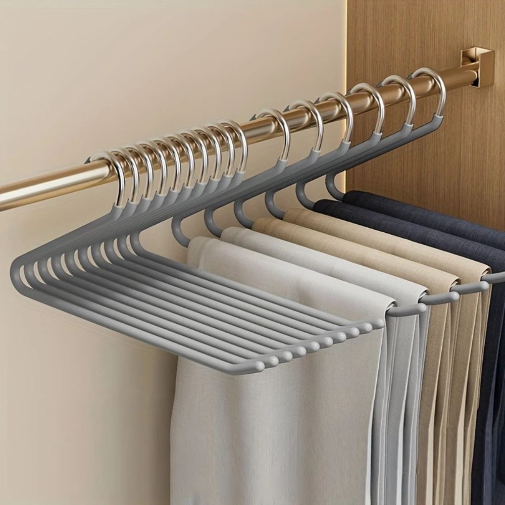 Stainless Steel Pants Hangers 10-Pack – Space-Saving Z-Shape Design for Closet Organization, Trousers & Scarves | Thomler