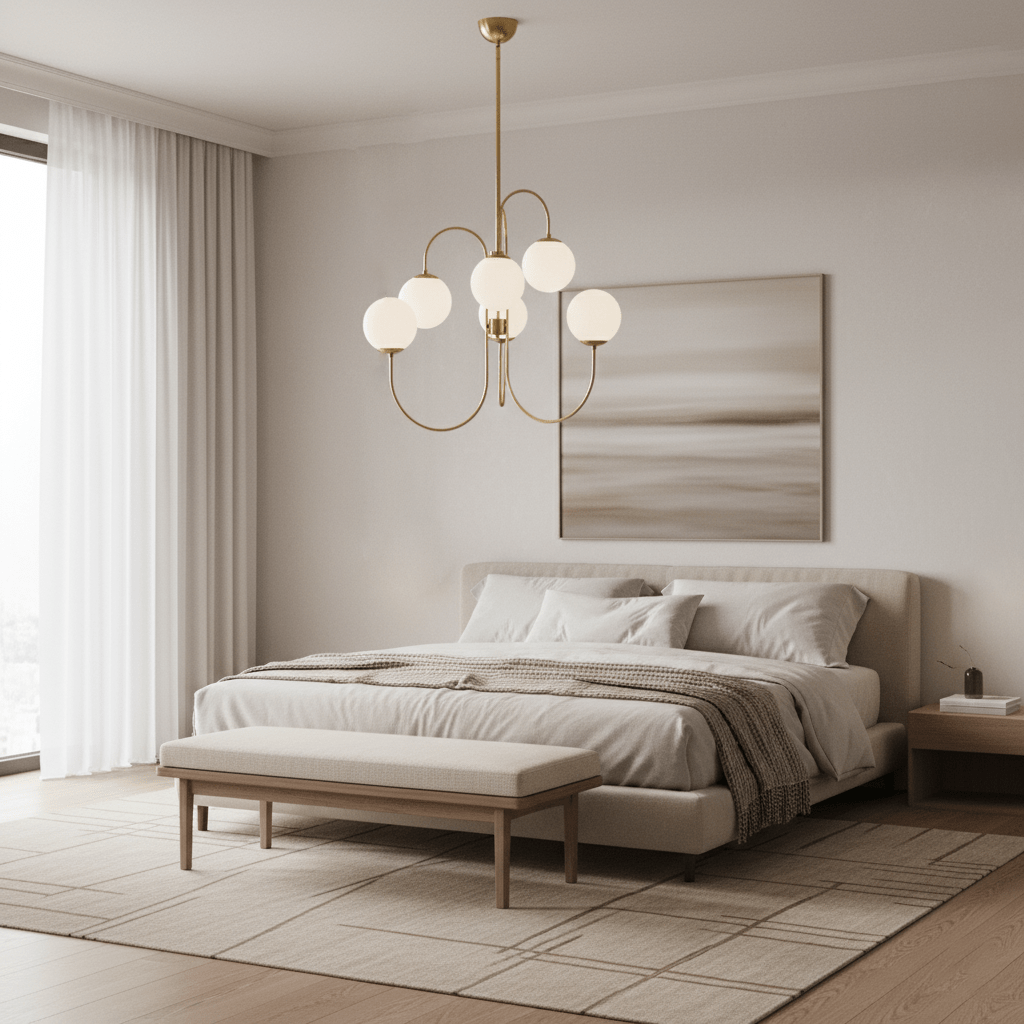Chandelier Metal Glass 30 in x 27.6 in Indoor Ceiling Lighting | Thomler
