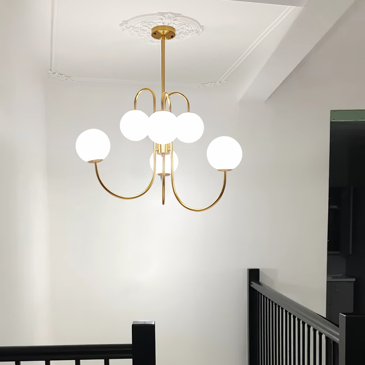 Chandelier Metal Glass 30 in x 27.6 in Indoor Ceiling Lighting | Thomler