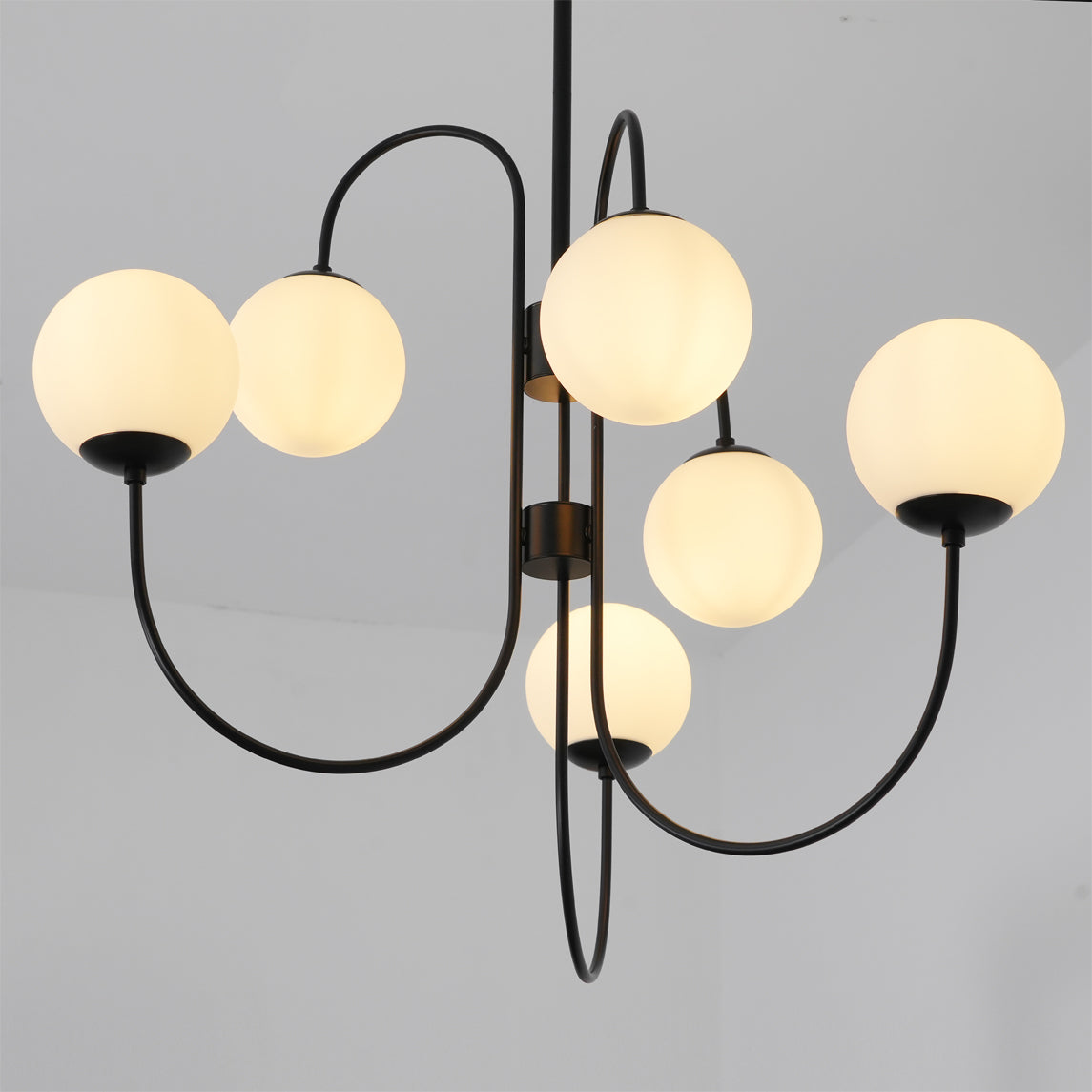Chandelier Metal Glass 30 in x 27.6 in Indoor Ceiling Lighting | Thomler