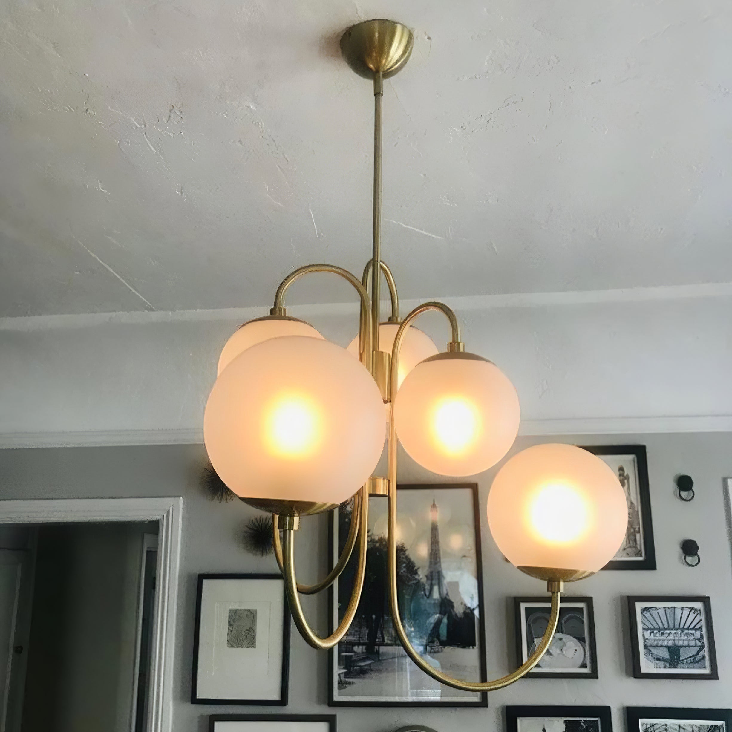 Chandelier Metal Glass 30 in x 27.6 in Indoor Ceiling Lighting | Thomler