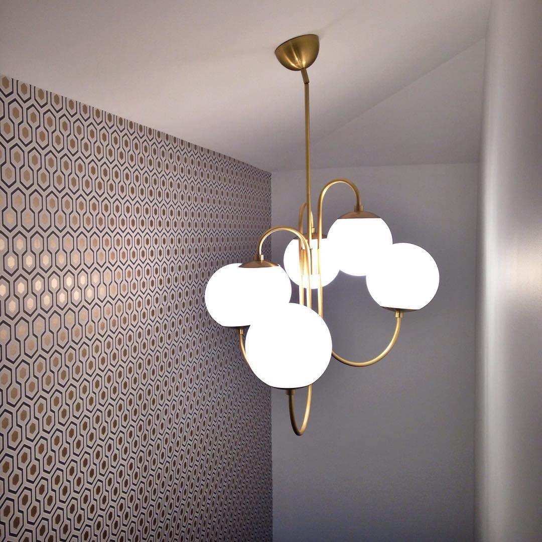 Chandelier Metal Glass 30 in x 27.6 in Indoor Ceiling Lighting | Thomler
