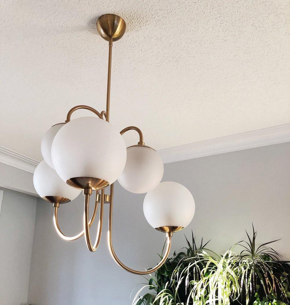 Chandelier Metal Glass 30 in x 27.6 in Indoor Ceiling Lighting | Thomler
