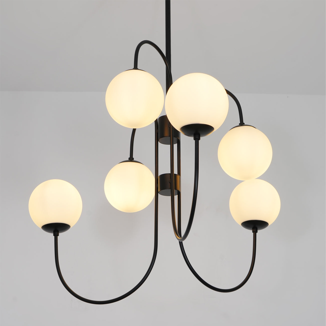 Chandelier Metal Glass 30 in x 27.6 in Indoor Ceiling Lighting | Thomler