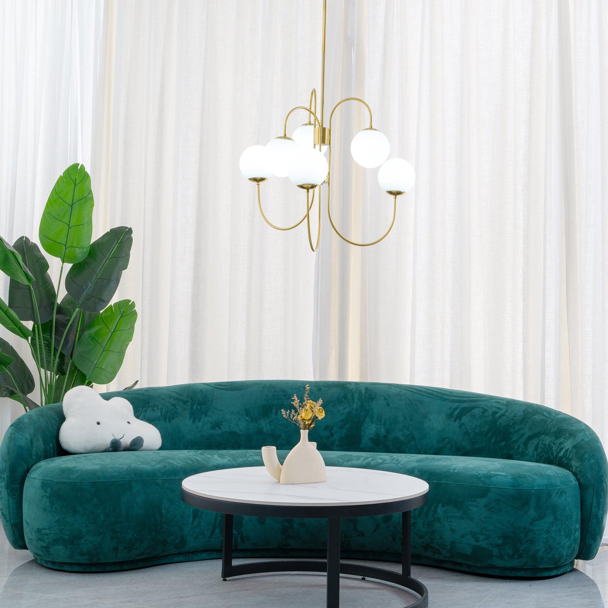 Chandelier Metal Glass 30 in x 27.6 in Indoor Ceiling Lighting | Thomler