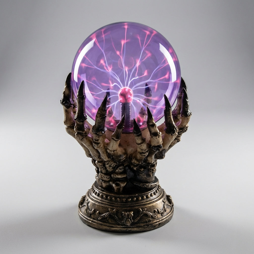 Gothic Skeletal Hand Plasma Globe Lamp – Touch-Responsive Electric Light for Halloween Decor | Thomler